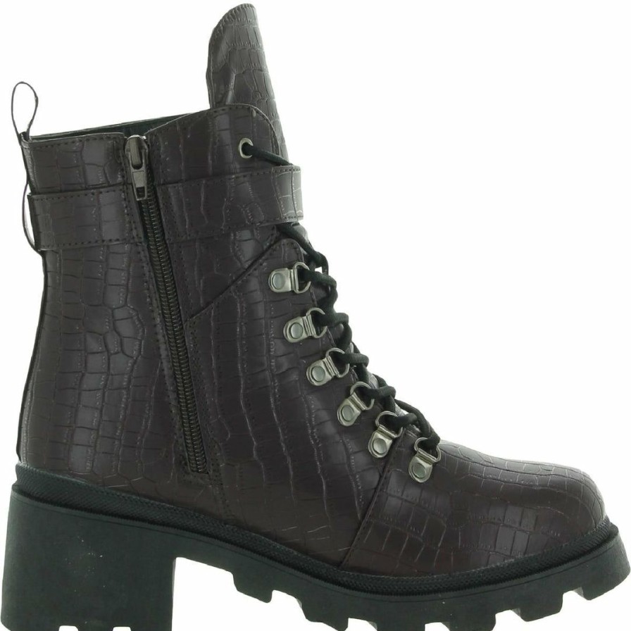 * Sugar Frannie Womens Faux Leather Man Made Combat & Lace-Up Boots | Boots