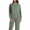 * H Halston Womens Crewneck Smocked Sweatshirt | Shirts-Tops