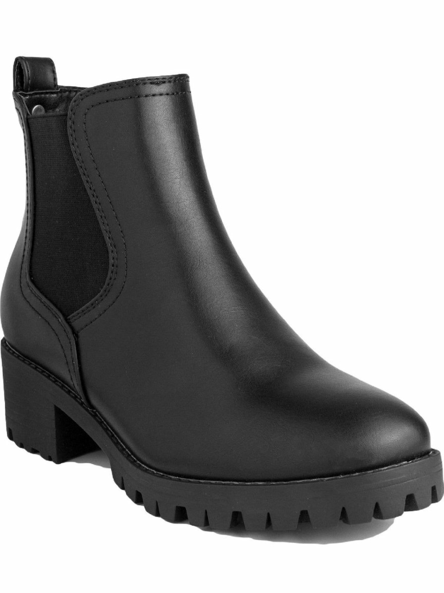 * Sugar Kelce Womens Faux-Leather Slip-On Ankle Boots | Booties