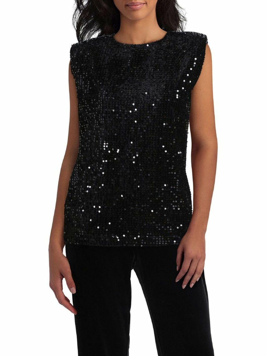 * H Halston Womens Sequined Party Blouse | Shirts-Tops