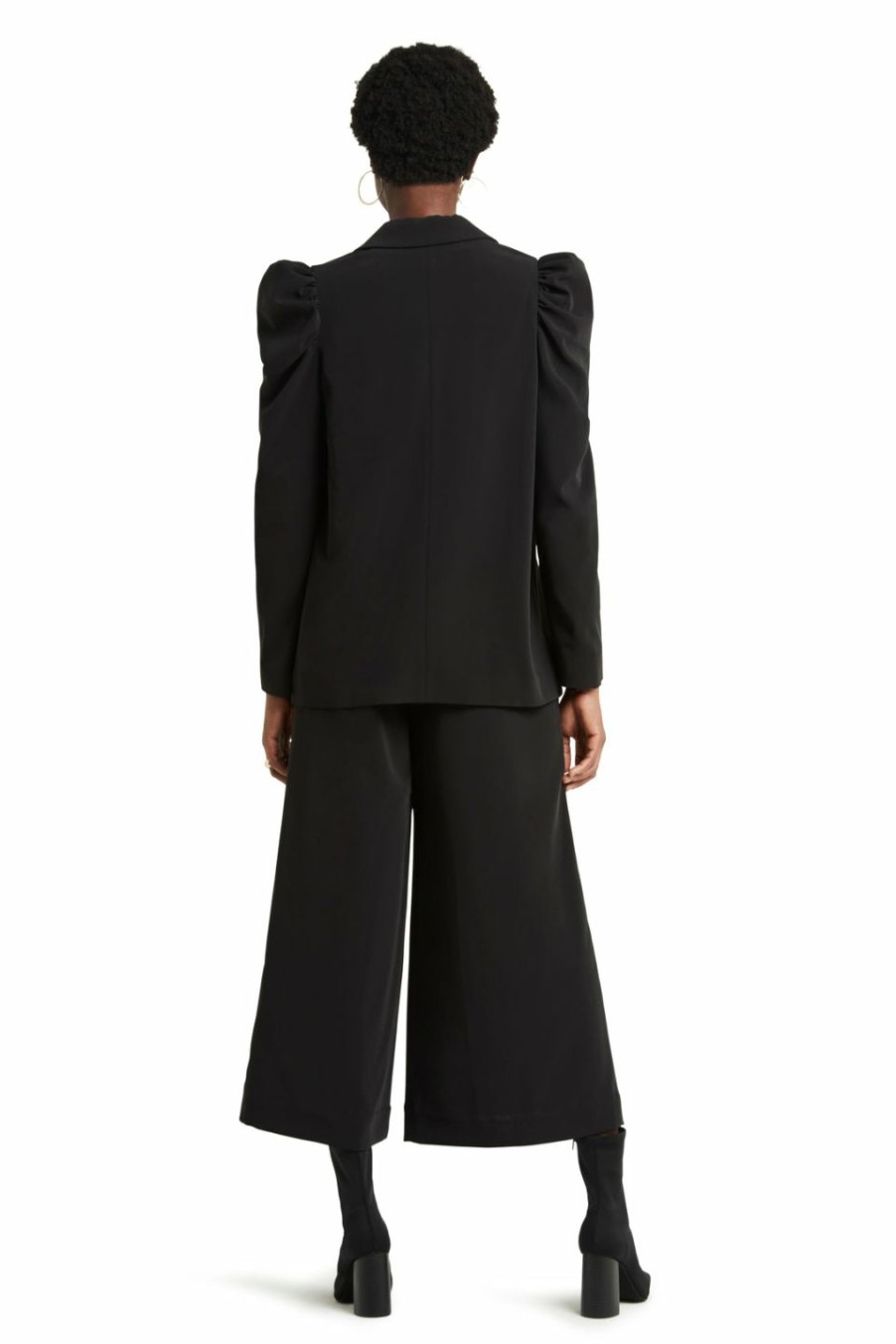 * H Halston Women Ls Puff Pk Lapel Jacket | Suits-Blazers