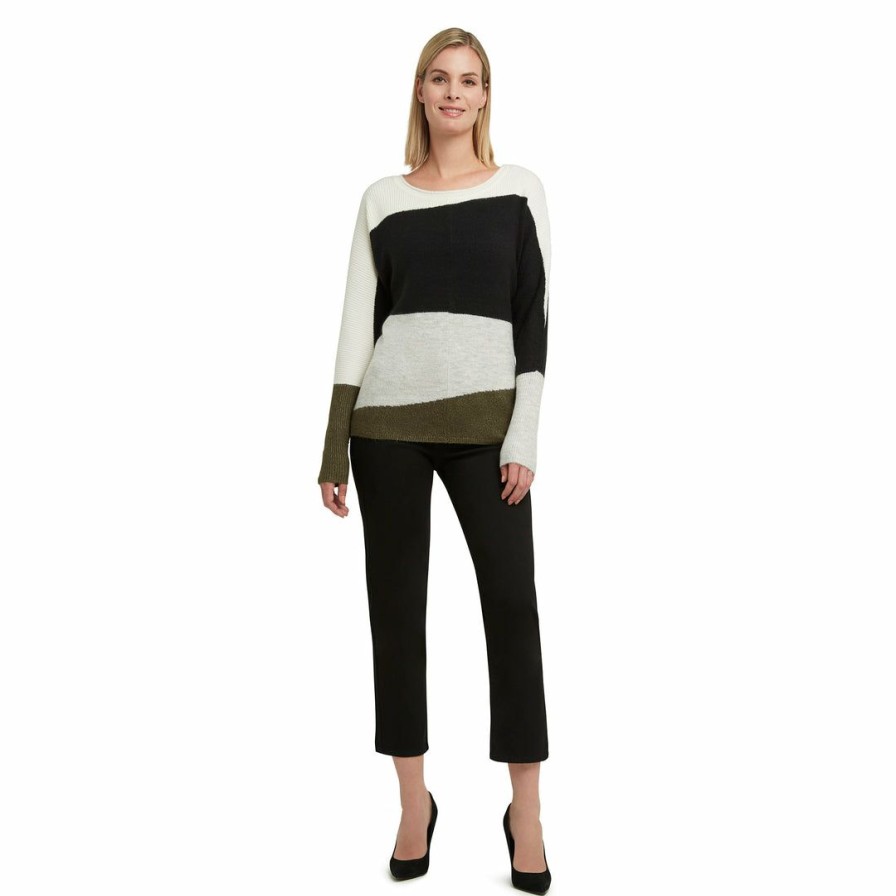 * H Halston Women Ls Dolman Block Pullover Swtr | Sweaters