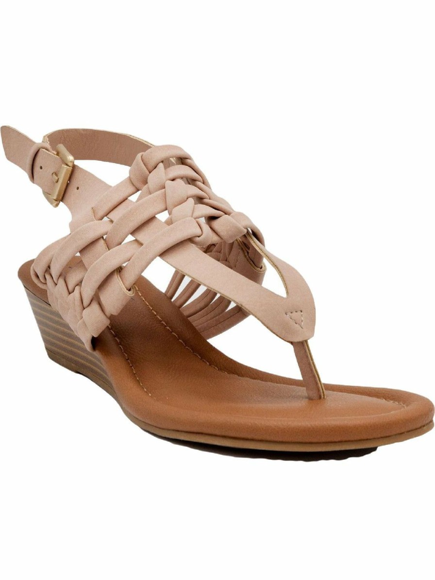 * Sugar Simone Womens Faux Leather Slingbacks Wedge Sandals | Sandals