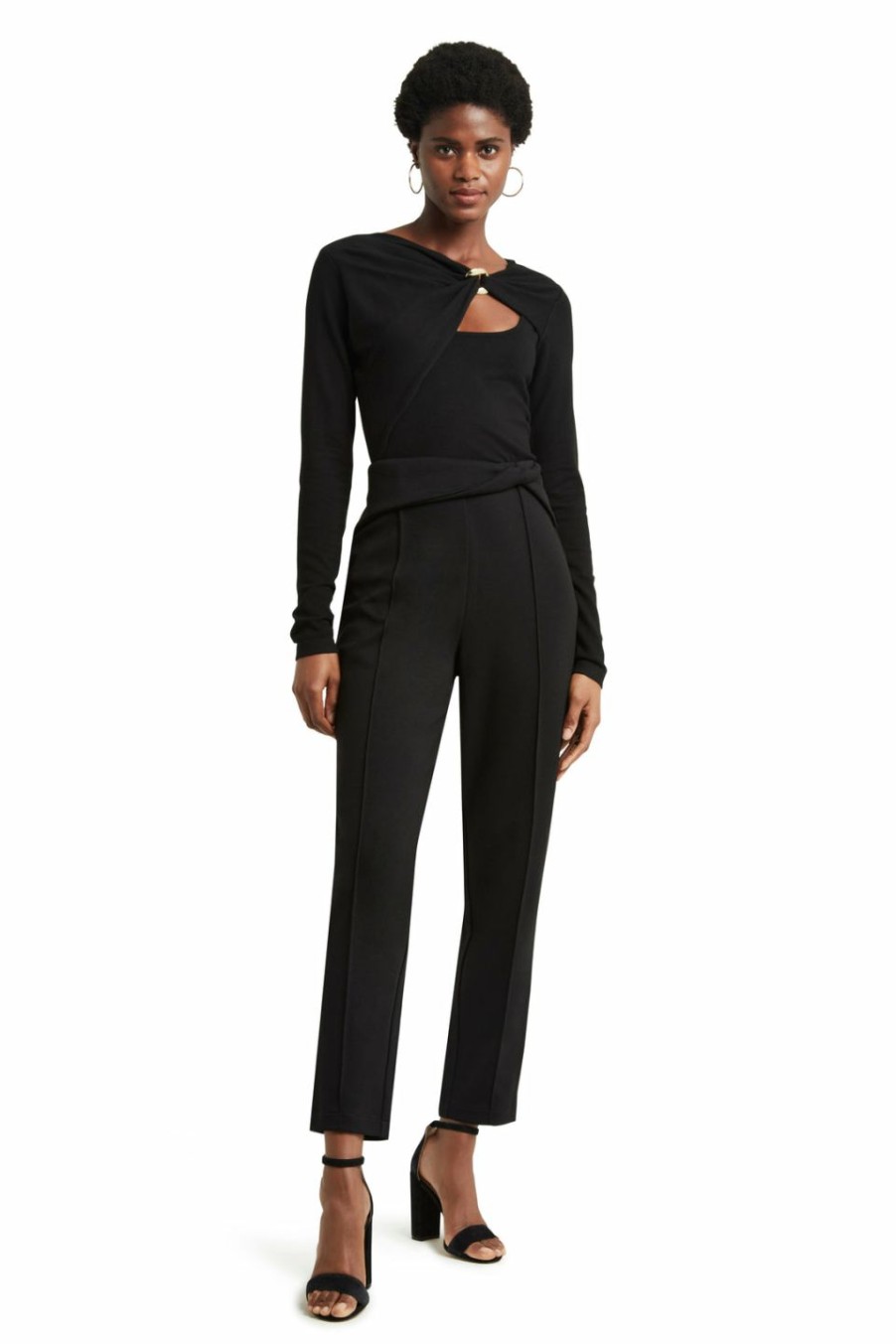 * H Halston Women Ls Ring Twist Swtr Pullover | Sweaters