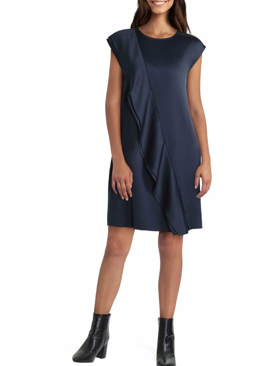 * H Halston Womens Satin Short Shift Dress | Dresses