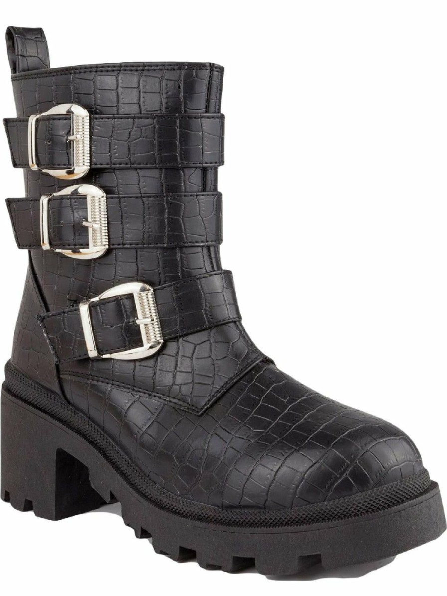 * Sugar Filo Womens Embossed Platforms Combat & Lace-Up Boots | Boots