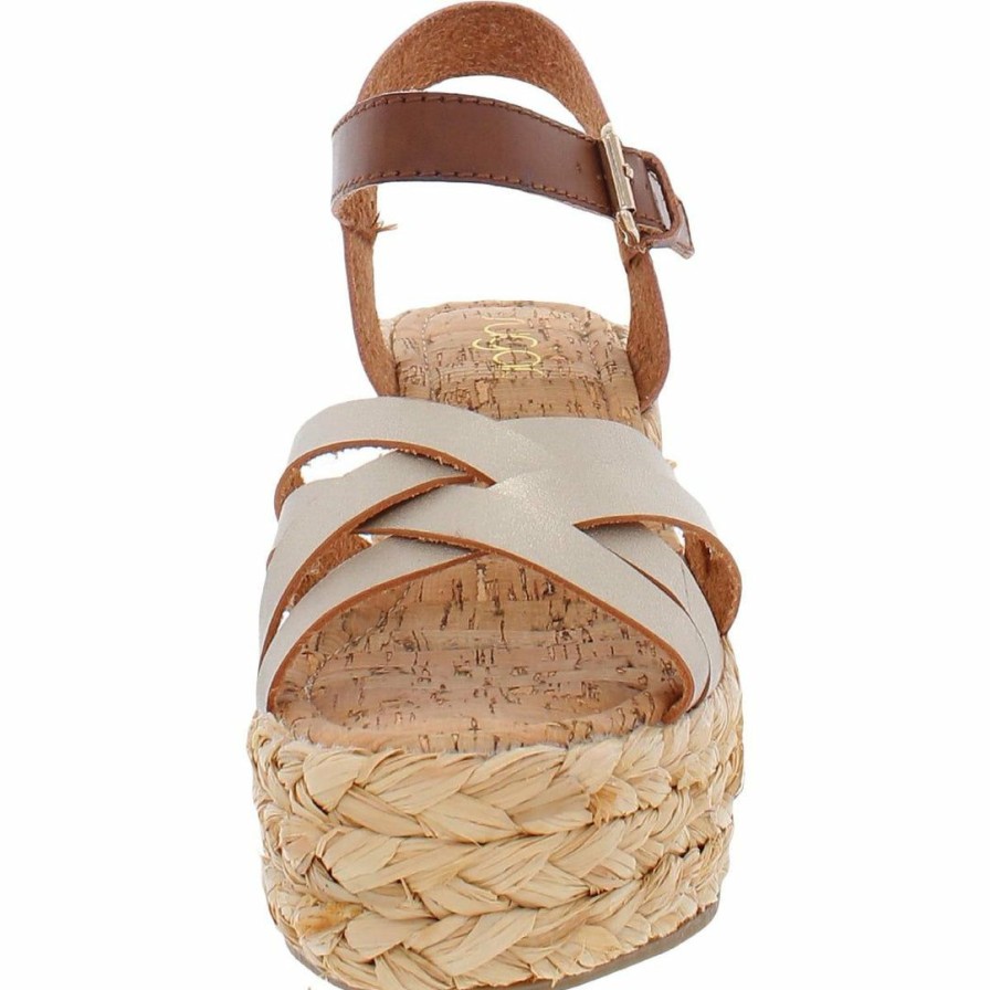 * Sugar Happy Womens Leather Woven Wedge Sandals | Sandals