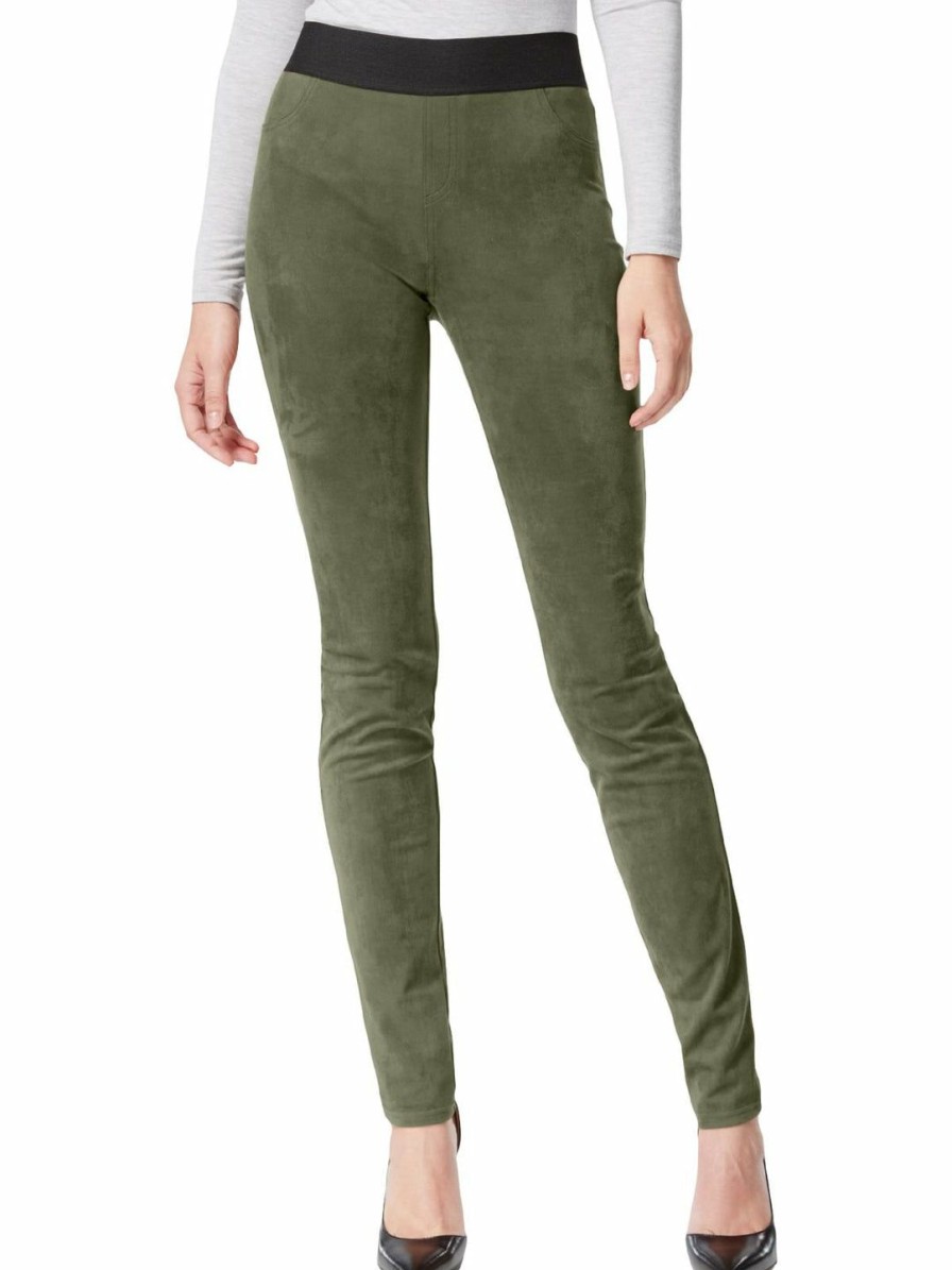 * H Halston Womens Faux Suede Stretch Leggings | Pants