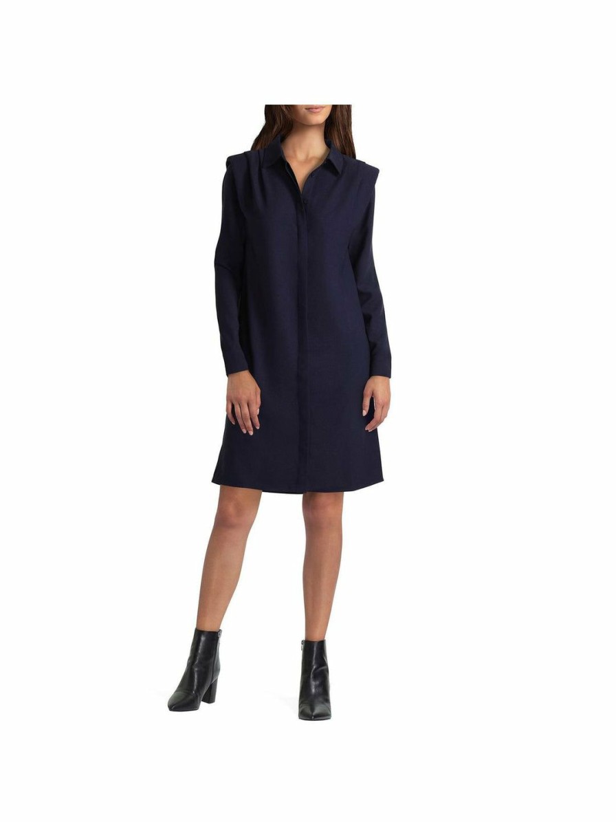 * H Halston Womens Collared Midi Shirtdress | Dresses