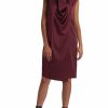 * H Halston Womens Satin Draped Wrap Dress | Dresses