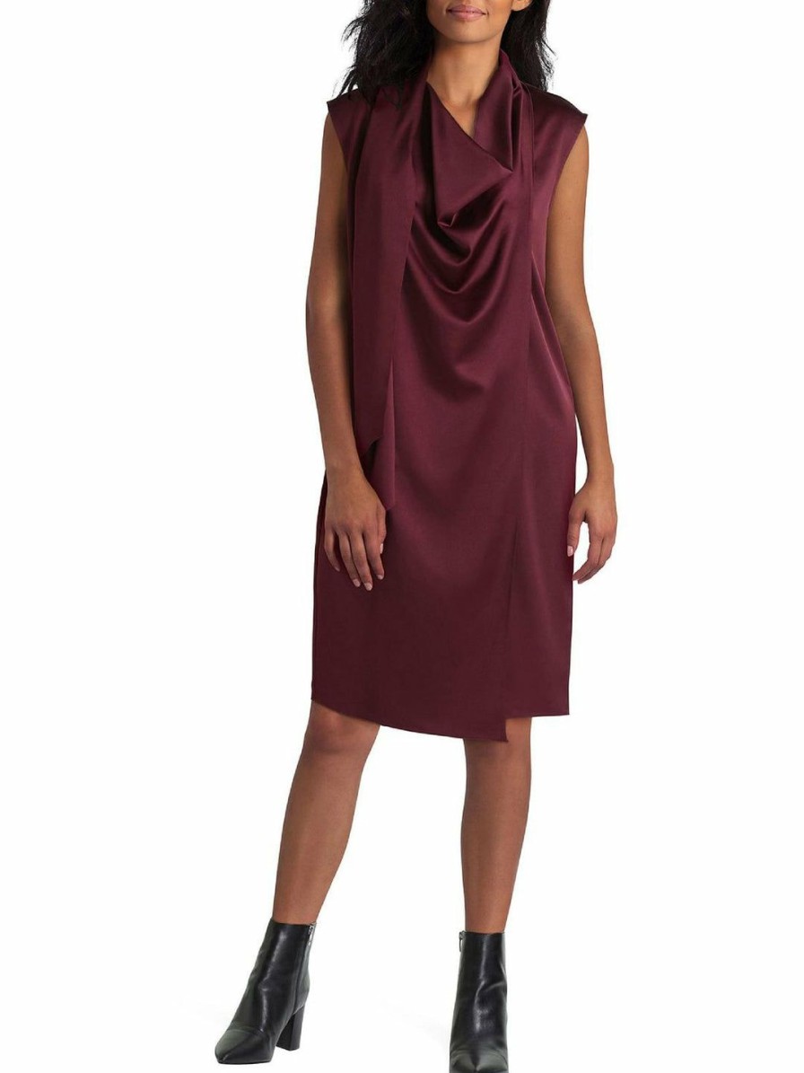 * H Halston Womens Satin Draped Wrap Dress | Dresses