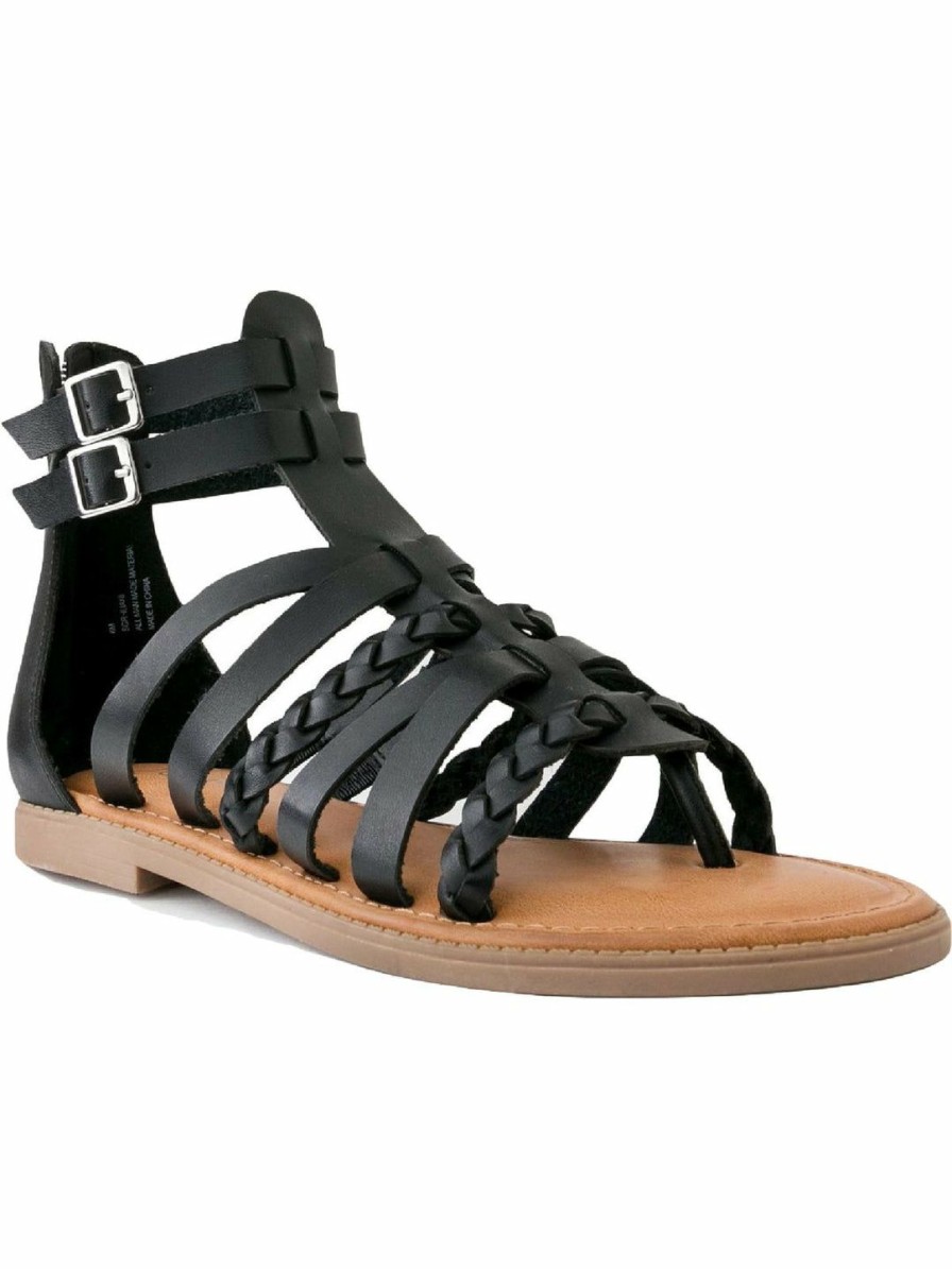 * Sugar Iliani Womens Faux Leather Flat Gladiator Sandals | Sandals