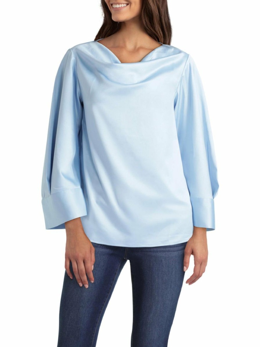 * H Halston Womens Cowl Neck Pleated Blouse | Shirts-Tops