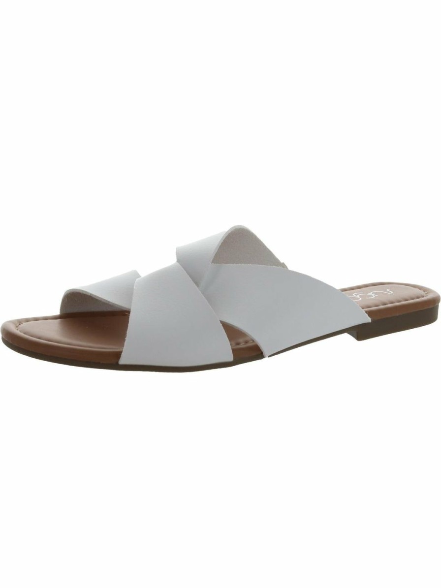 * Sugar Olena Womens Faux Leather Slip On Flat Sandals | Sandals