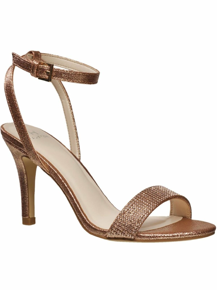 * H Halston Womens Vegan Leather Rhinestone Heel Sandals | Sandals