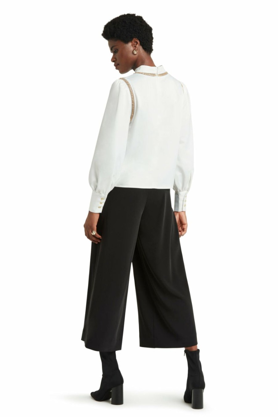 * H Halston Women Ls Chain Detail Mk Nk Blouse | Shirts-Tops