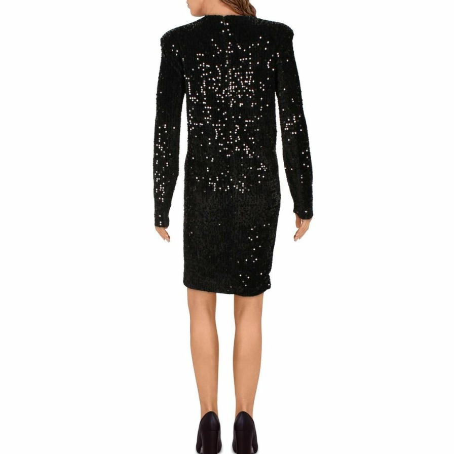 * H Halston Womens Velour Sequined Cocktail And Party Dress | Dresses