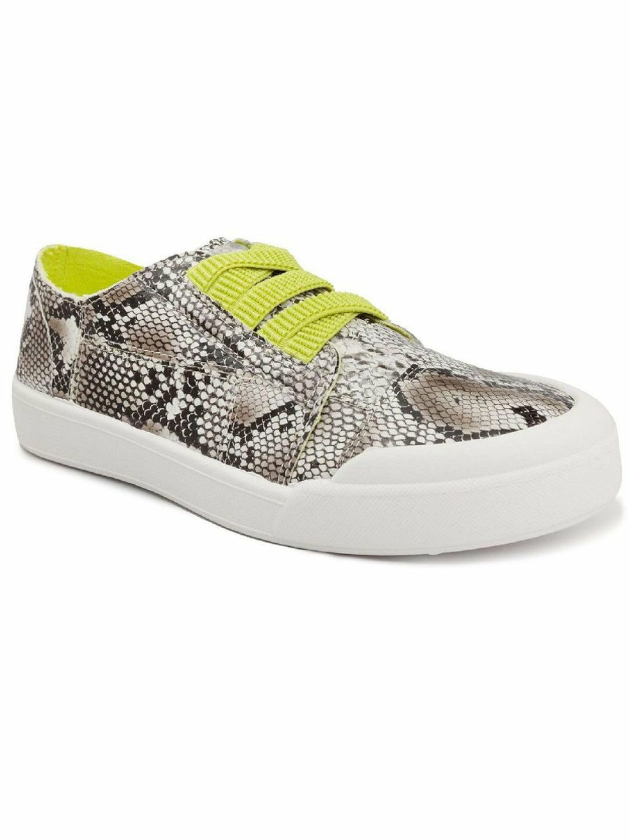 * Sugar Forever Natural Green Womens Snake Print Flat Slip-On Sneakers | Loafers-Slip-Ons