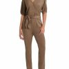 * H Halston Womens Faux Suede Skinny Leg Jumpsuit | Jumpsuits-Rompers