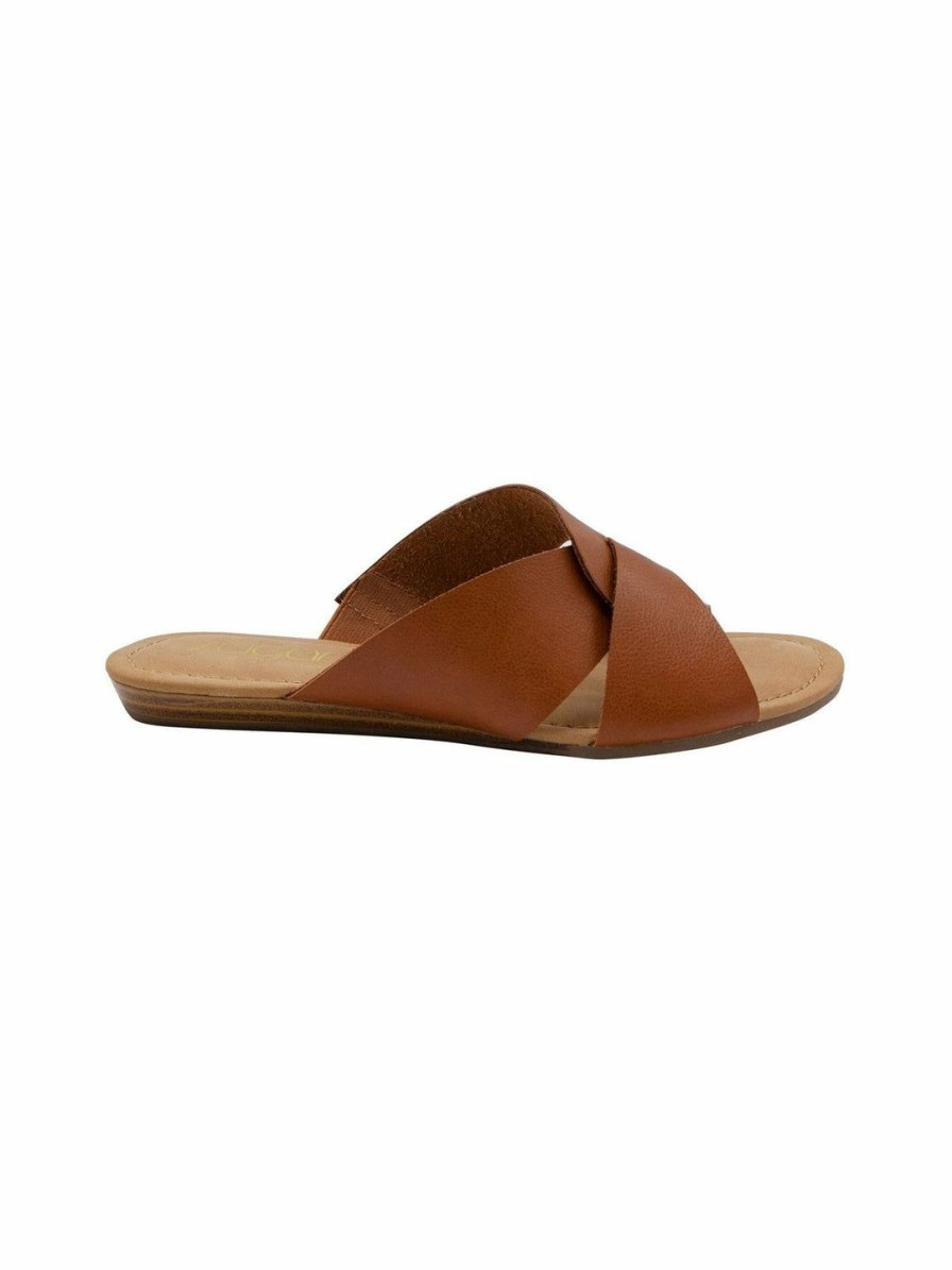 * Sugar Olena Womens Faux Leather Slide On Flats | Sandals